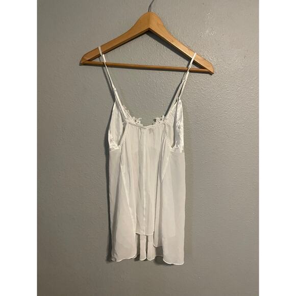 Linea Donatella Womens Babydoll Slip Small White Satin Floral Embroidered Fairy - Picture 3 of 8